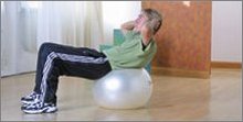 stomach ab exercises: Crunch on Exercise Ball