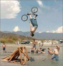 funny photo boy bike stunt